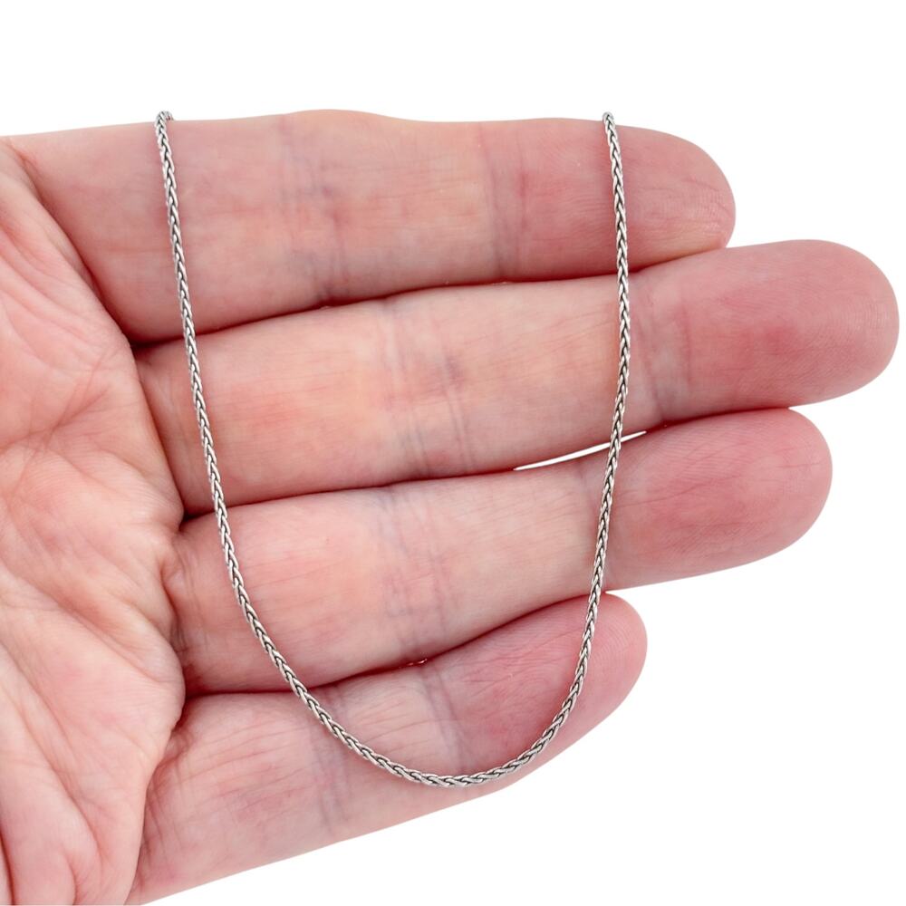 Vintage Italian Sterling Silver 925 Foxtail Chain Necklace 18"